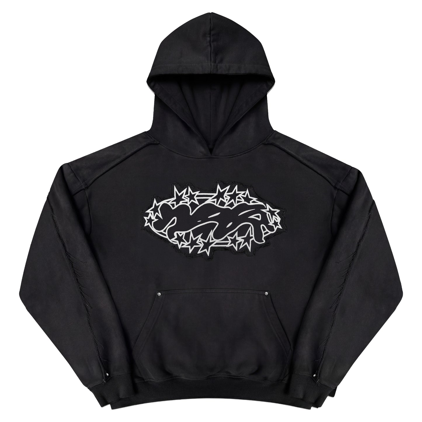 Hoodie “SPIKES” - Washed Black