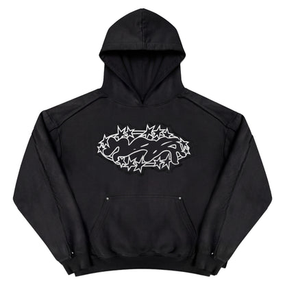 Hoodie "SPIKES" - Noir délavé