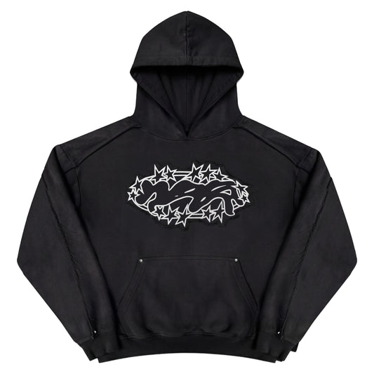 Hoodie "SPIKES" - Noir délavé
