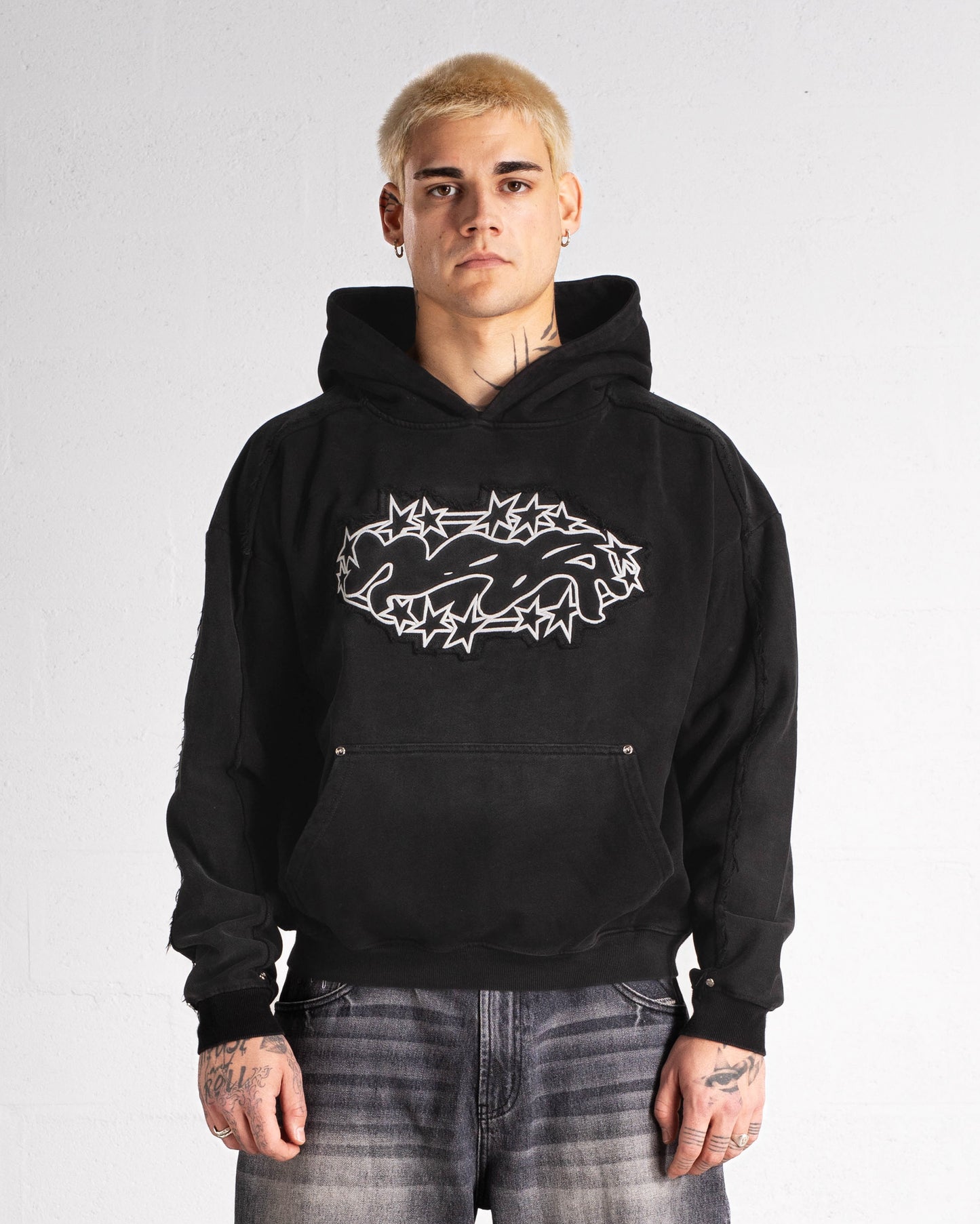 Hoodie “SPIKES” - Washed Black