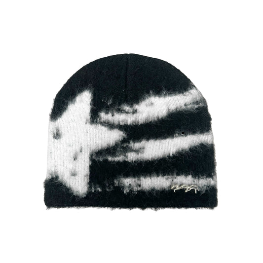 BONNET EN MAILLE ÉPAISSE « STARS » - NOIR