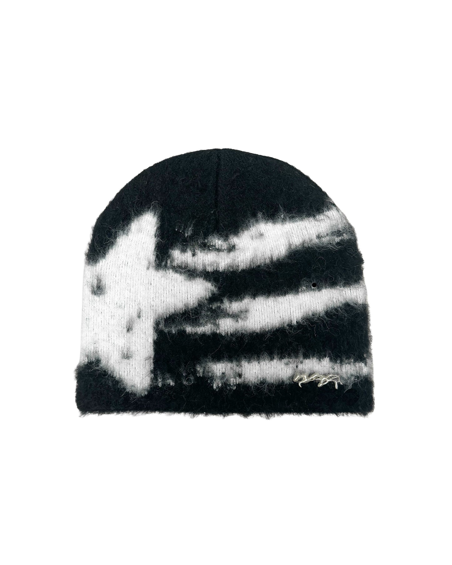 "STARS" HEAVY KNIT BEANIE - BLACK