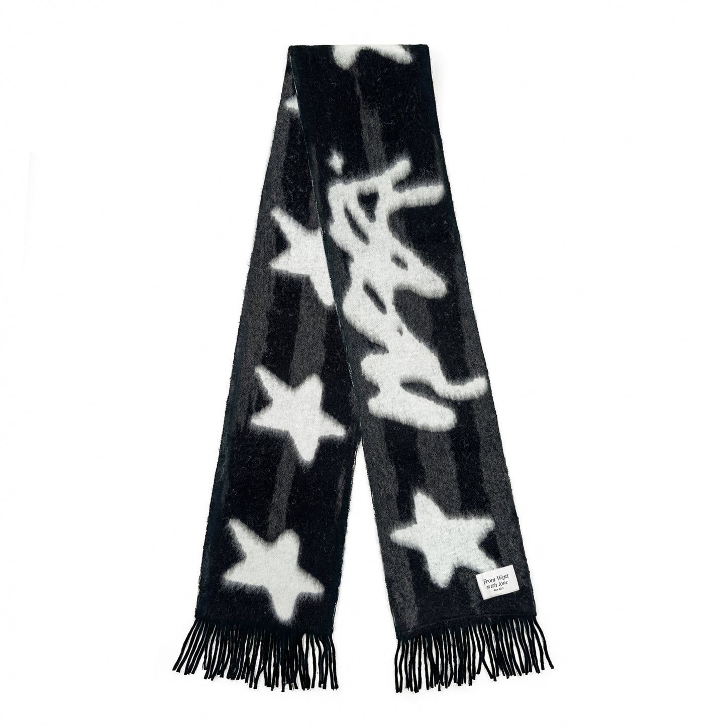 "STARS" ÉCHARPE MAILLE ÉPAISSE - NOIR