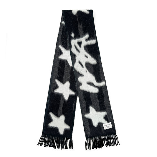 "STARS" ÉCHARPE MAILLE ÉPAISSE - NOIR