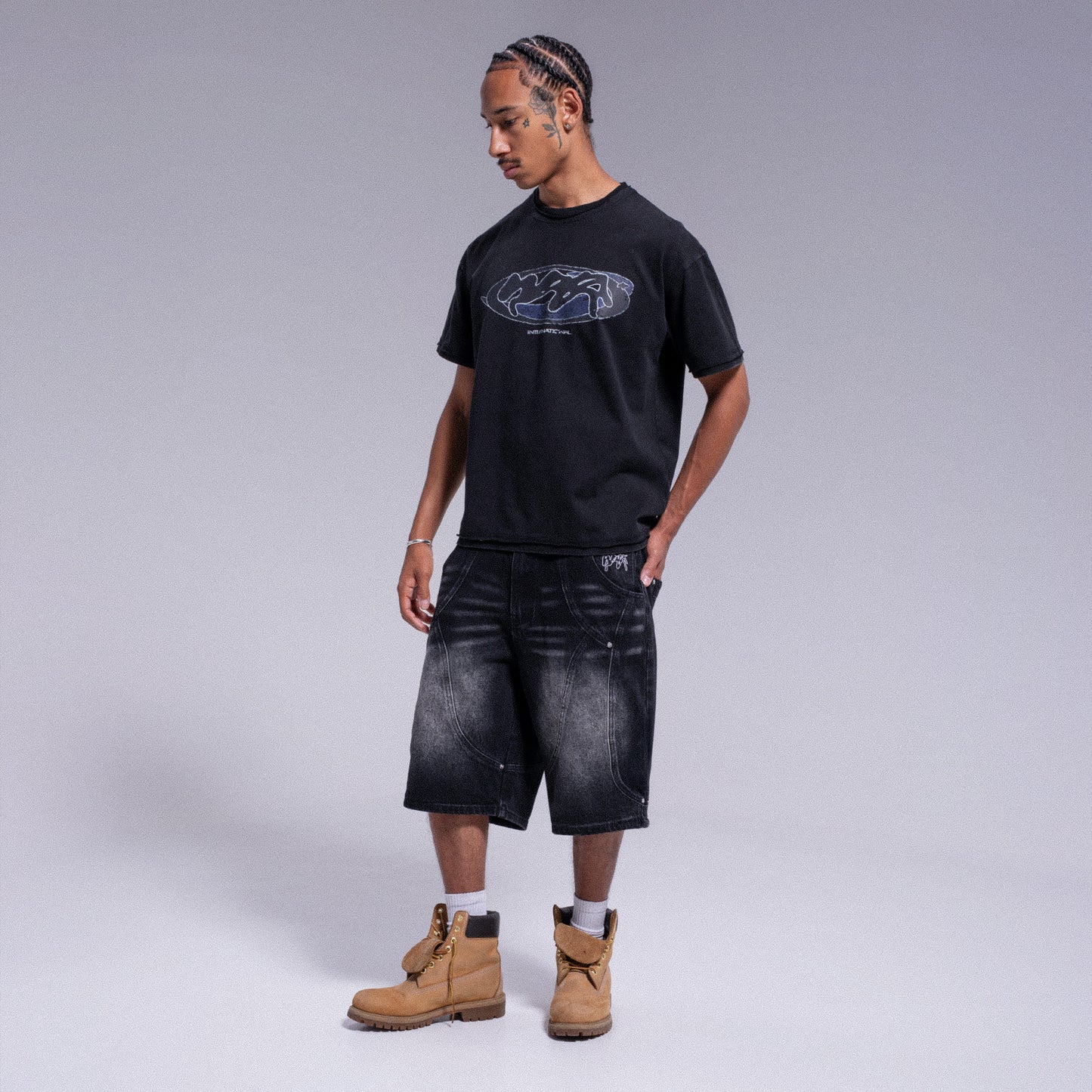 "ARCH" DENIM SHORT WEYZ - WASHED BLACK