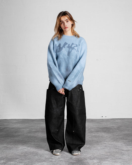 Faded "PUFFY" Knit - Blue