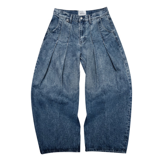 FOLD DENIM PANTS "CAVALRY" - FADED BLUE