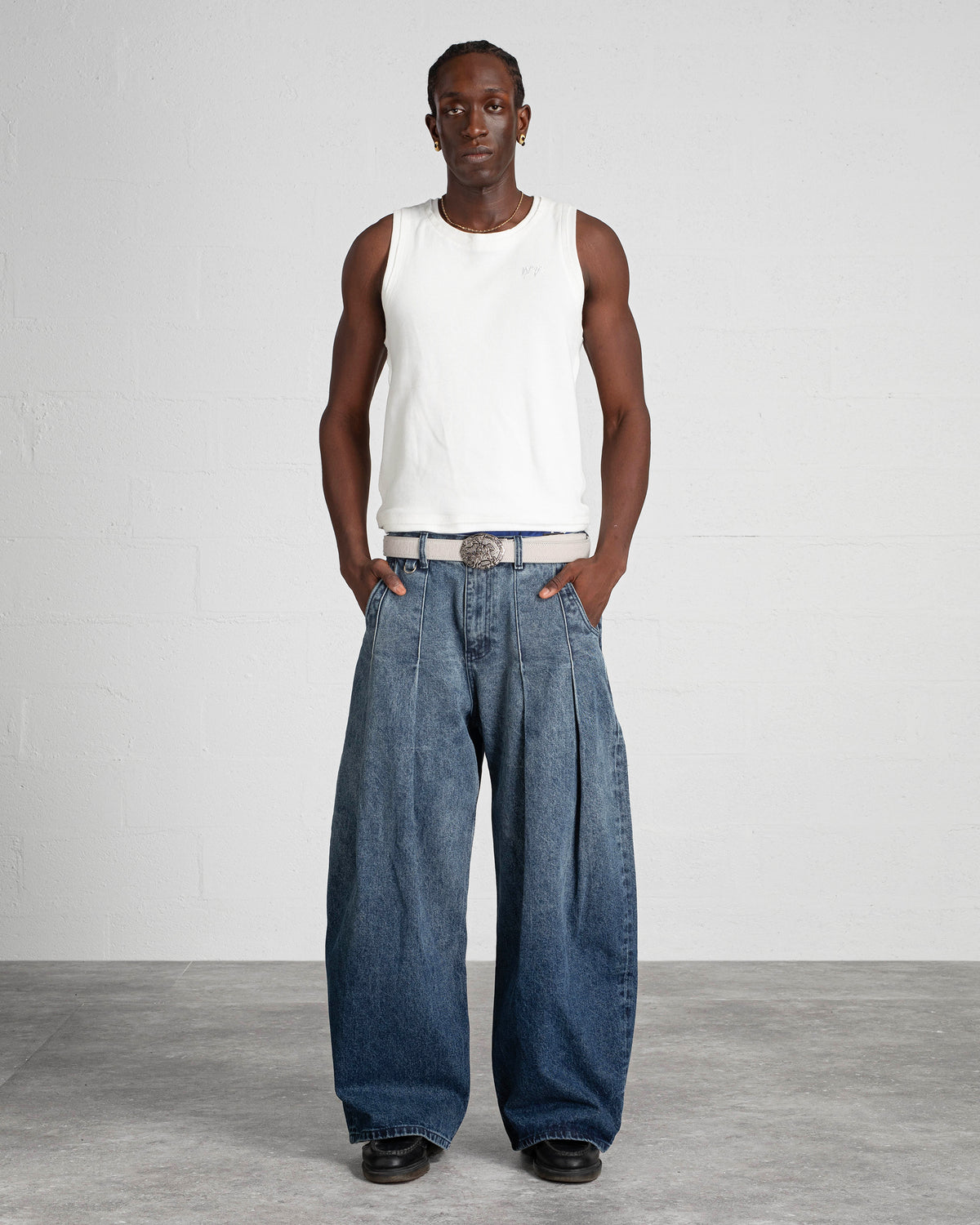 FOLD DENIM PANTS "CAVALRY" - FADED BLUE