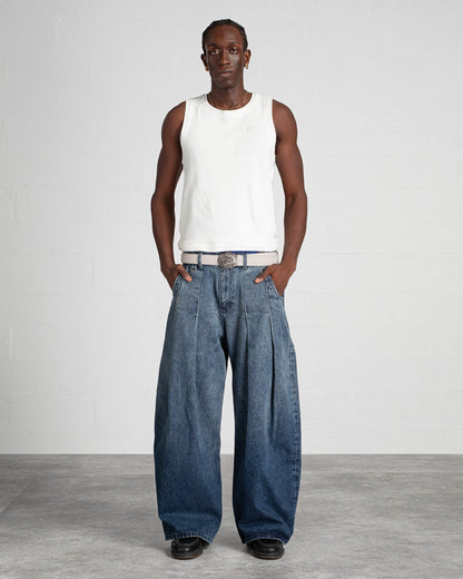FOLD DENIM PANTS "CAVALRY" - FADED BLUE