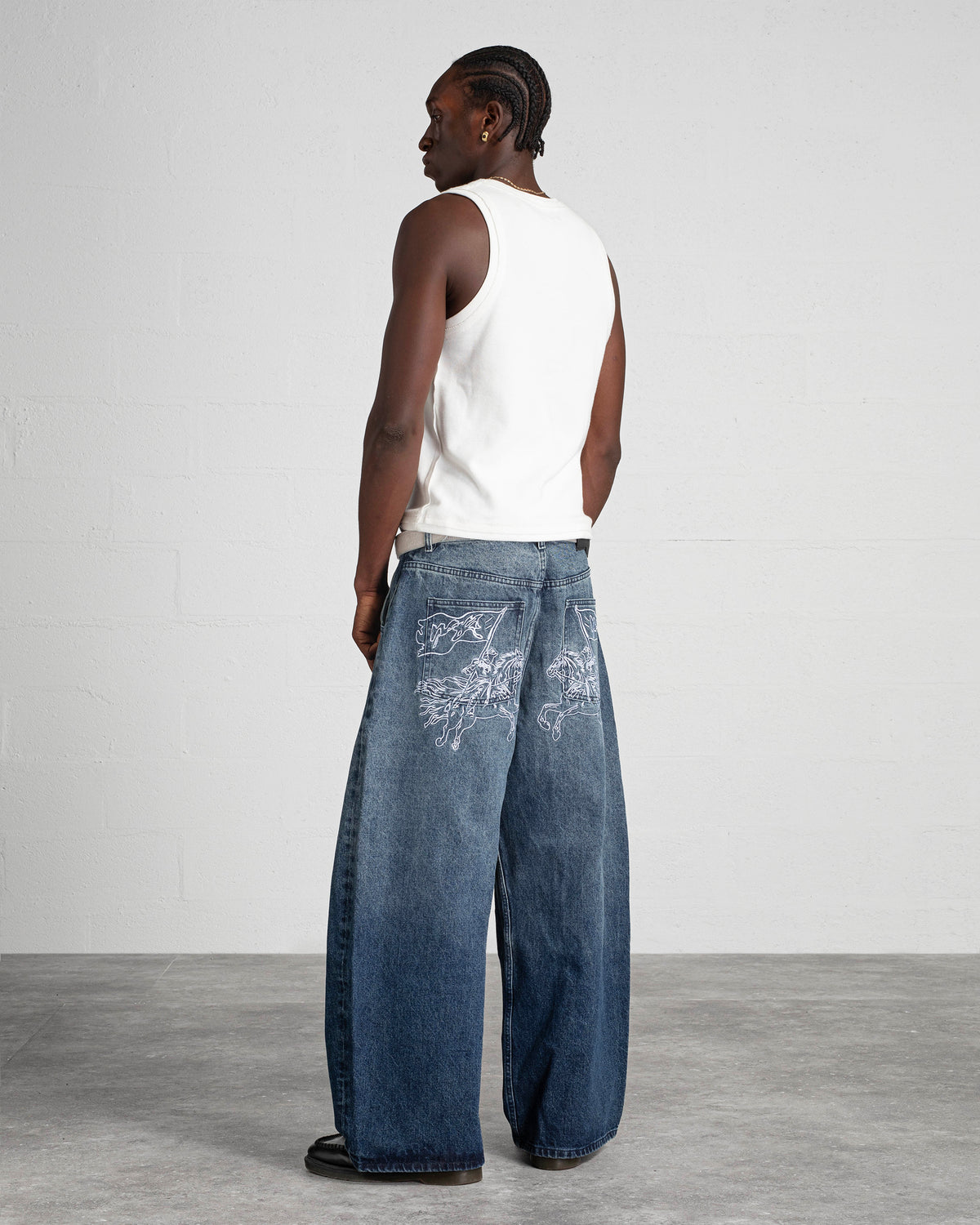 FOLD DENIM PANTS "CAVALRY" - FADED BLUE