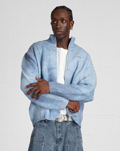 CARDIGAN MOHAIR À ZIP "MOONLIGHT" - BLEU
