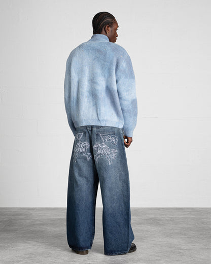CARDIGAN MOHAIR À ZIP "MOONLIGHT" - BLEU