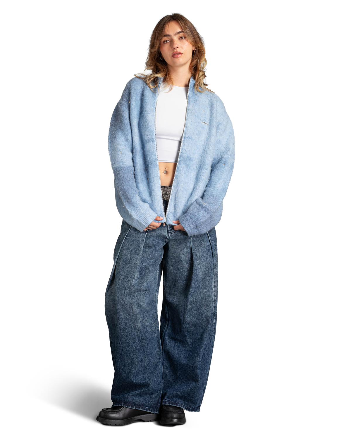 MOHAIR ZIP CARDIGAN “MOONLIGHT”