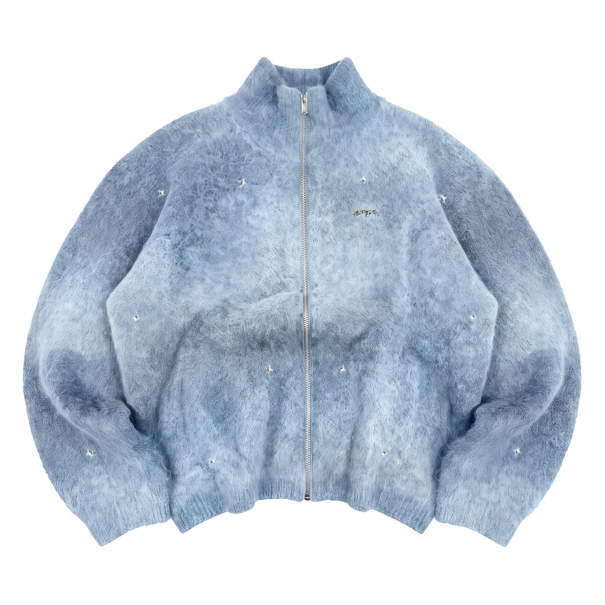 CARDIGAN MOHAIR À ZIP "MOONLIGHT" - BLEU
