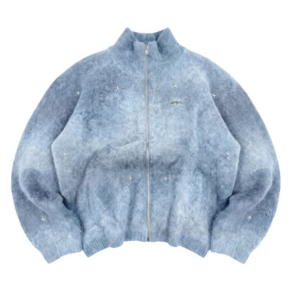 CARDIGAN MOHAIR À ZIP "MOONLIGHT" - BLEU