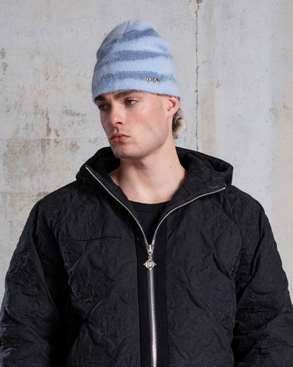 "STARS" HEAVY KNIT BEANIE - ICY BLUE