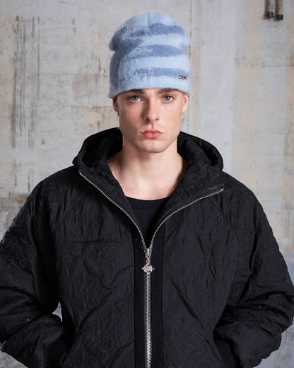 "STARS" HEAVY KNIT BEANIE - ICY BLUE