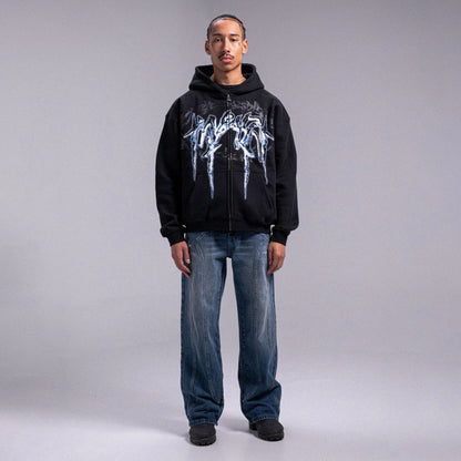 "CELESTE"  Soft Zip Hoodie - Black