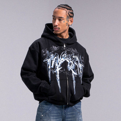 "CELESTE"  Soft Zip Hoodie - Black
