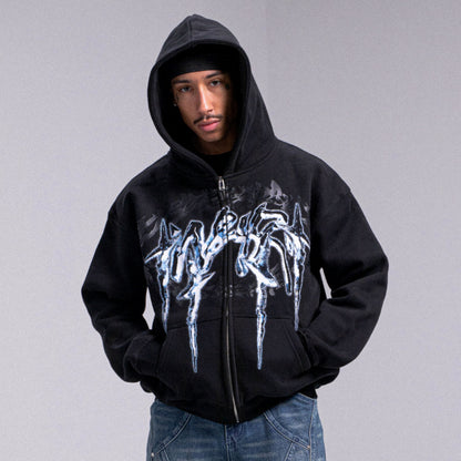 "CELESTE"  Soft Zip Hoodie - Black