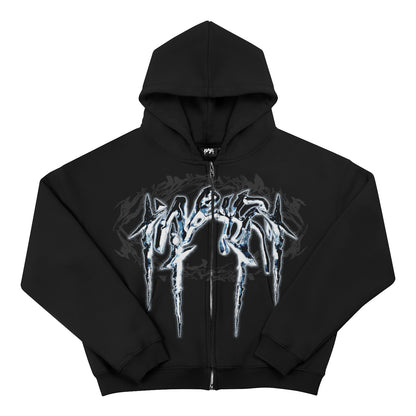 "CELESTE"  Soft Zip Hoodie - Black