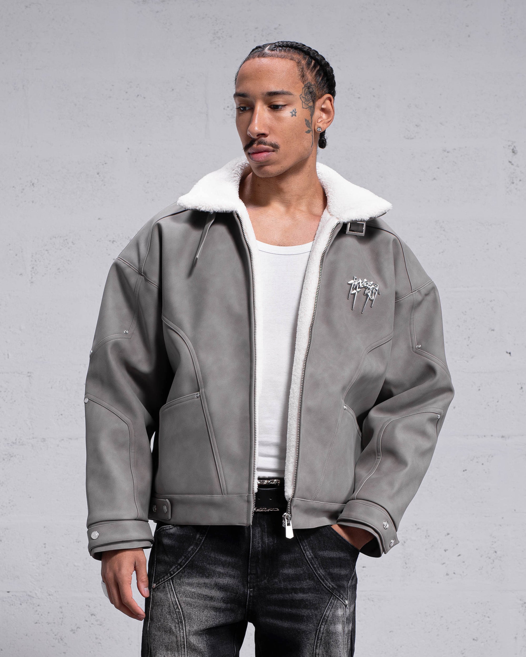 Eagle Sherpa Jacket - Grey – Weyz Clothing