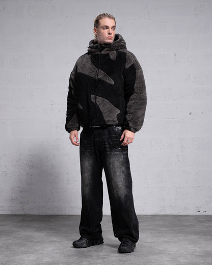Fluffy Sherpa Jacket - Black