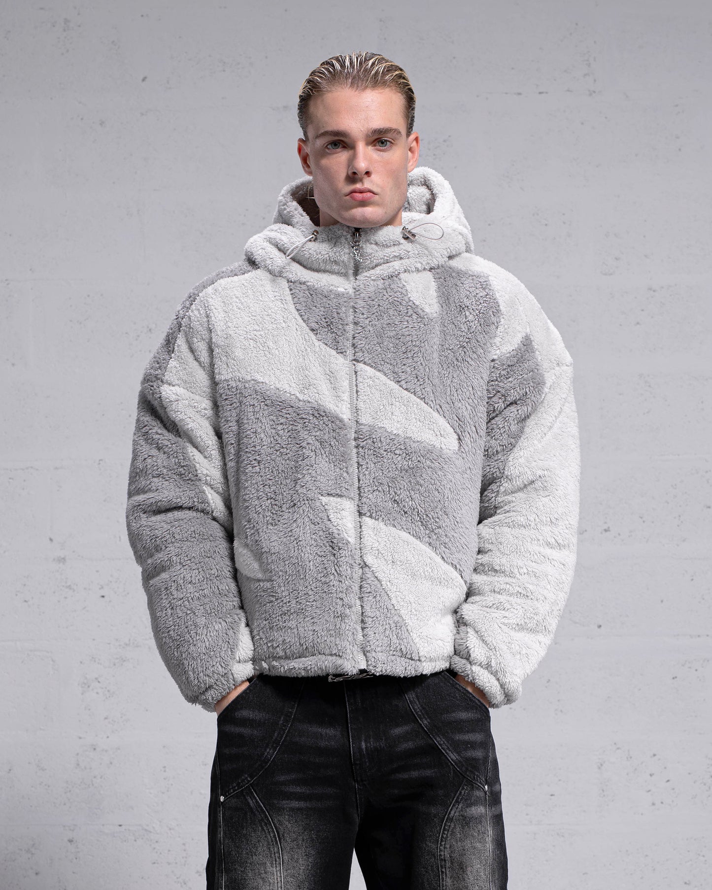 Veste Fluffy Sherpa - Gris clair