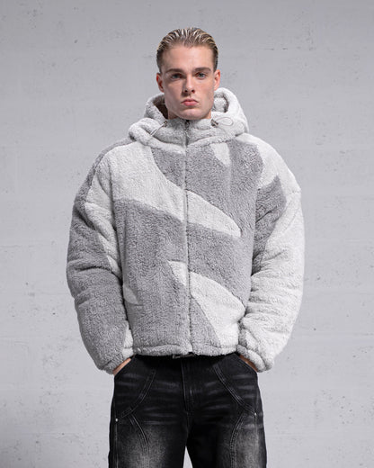 Fluffy Sherpa Jacket - Light Grey