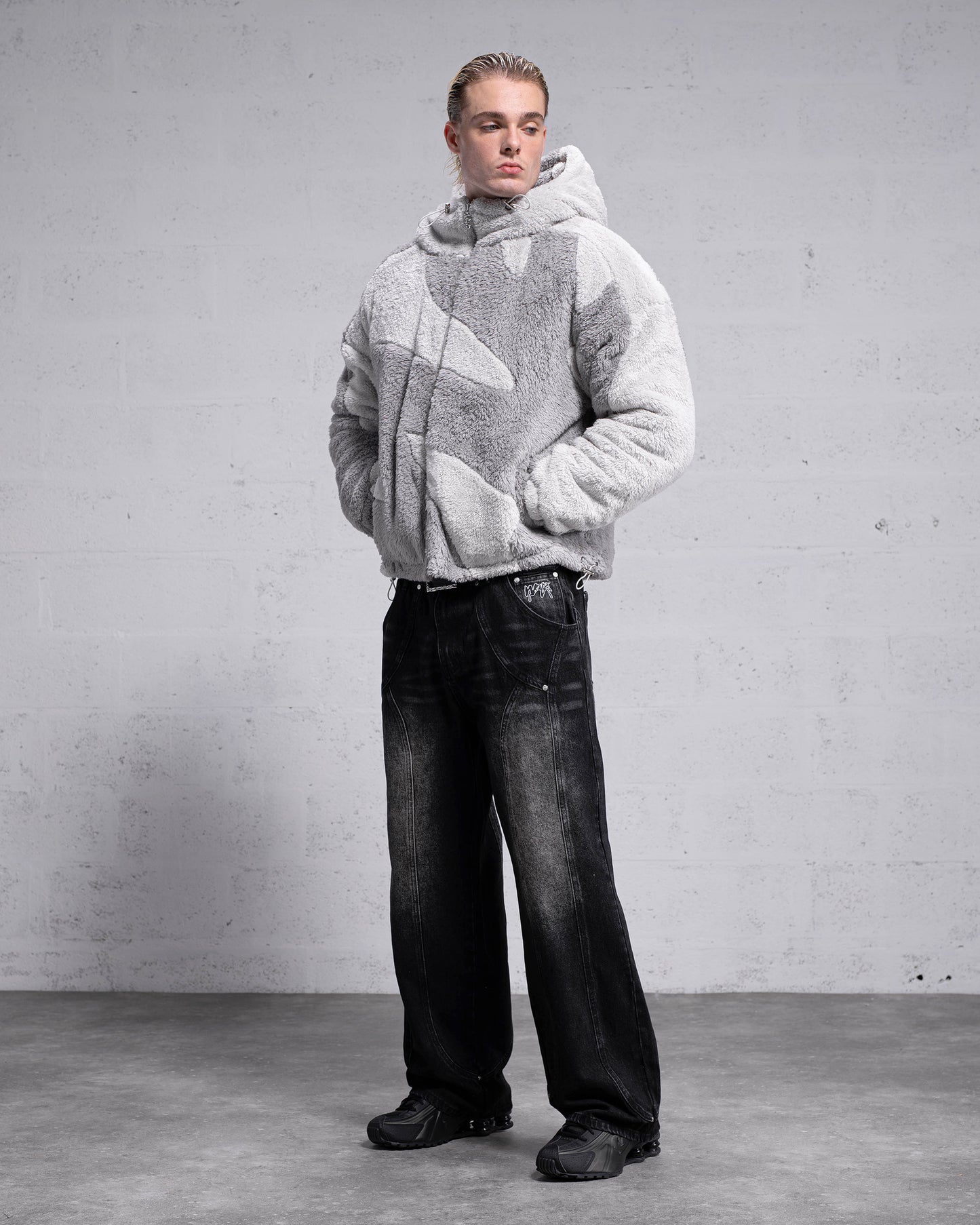 Veste Fluffy Sherpa - Gris clair