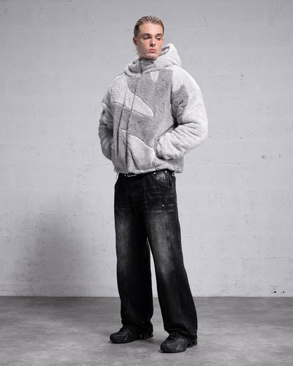 Fluffy Sherpa Jacket - Light Grey