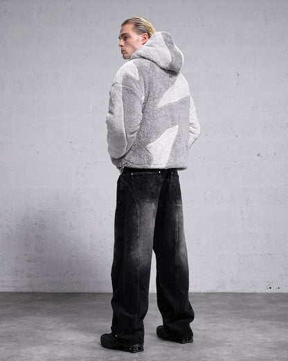 Fluffy Sherpa Jacket - Light Grey