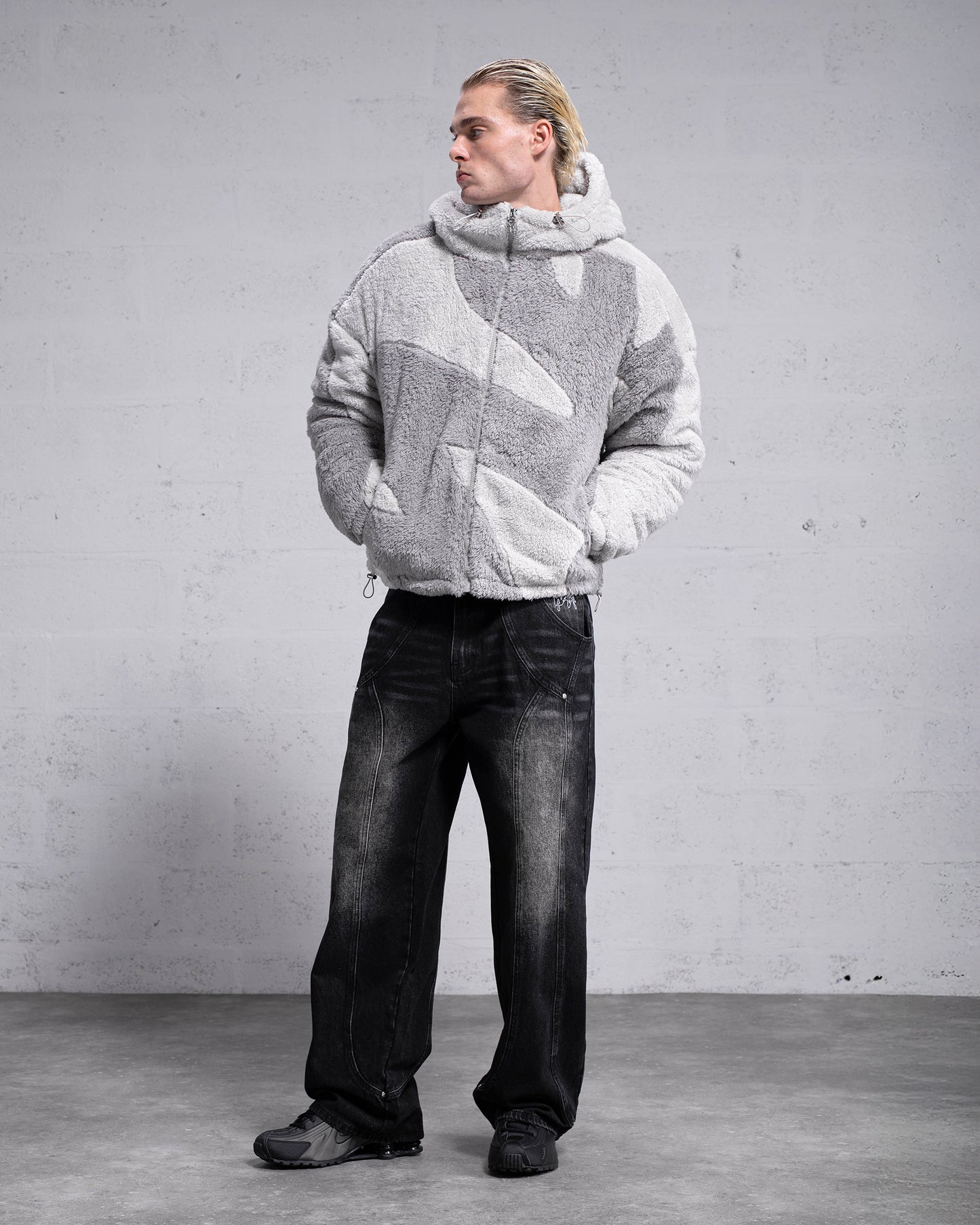 Veste Fluffy Sherpa - Gris clair