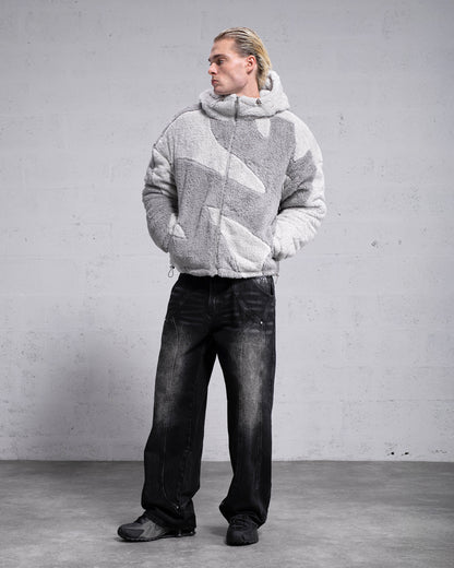 Fluffy Sherpa Jacket - Light Grey