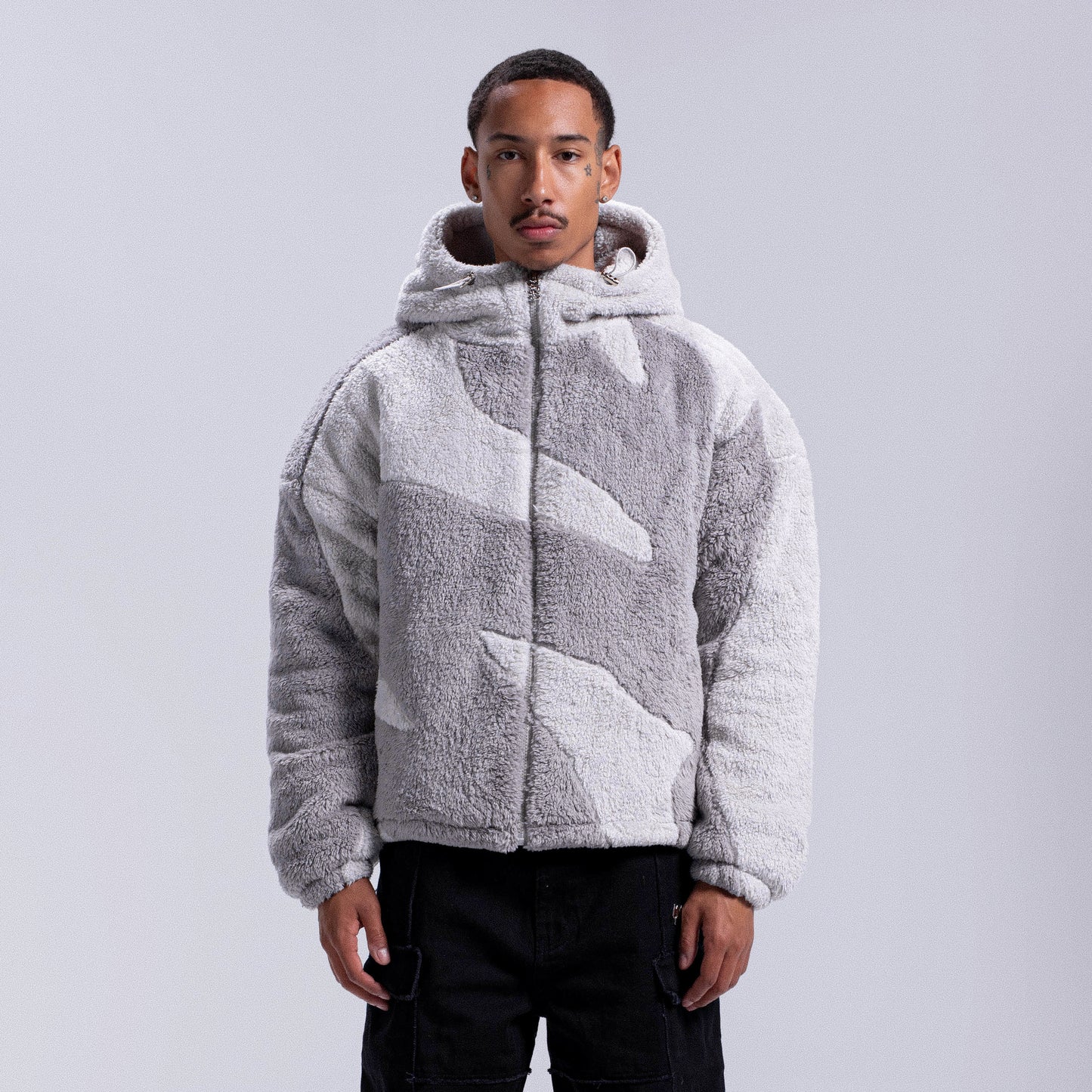 Veste Fluffy Sherpa - Gris clair