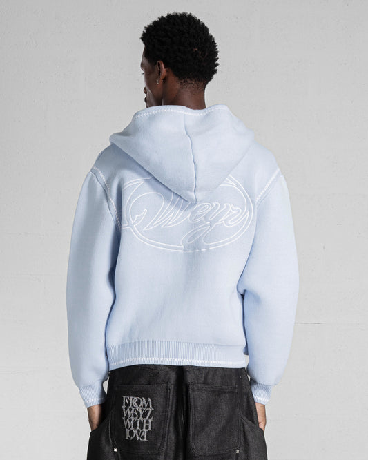 Knitted Zip Hoodie “GRACE” - Light Blue