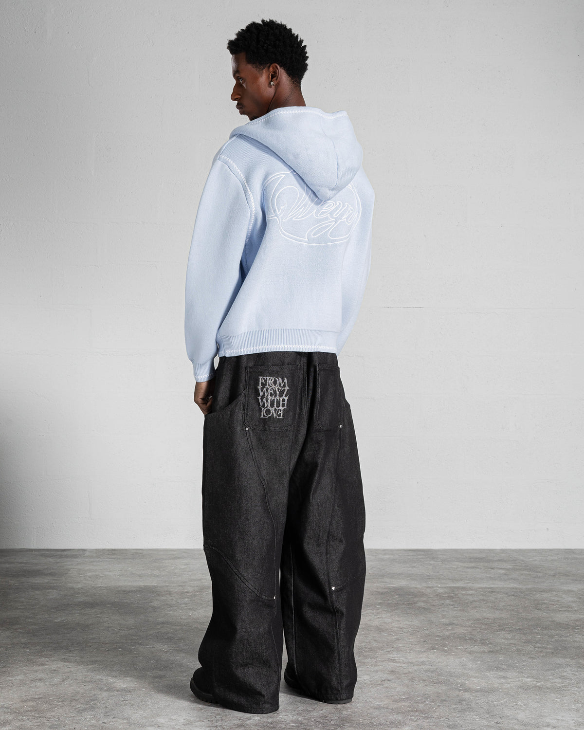 Knitted Zip Hoodie “GRACE” - Light Blue