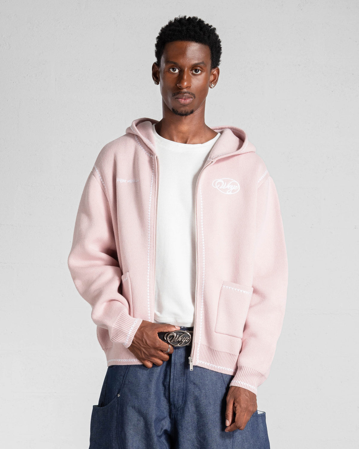 Knitted Zip Hoodie “GRACE” - Pink