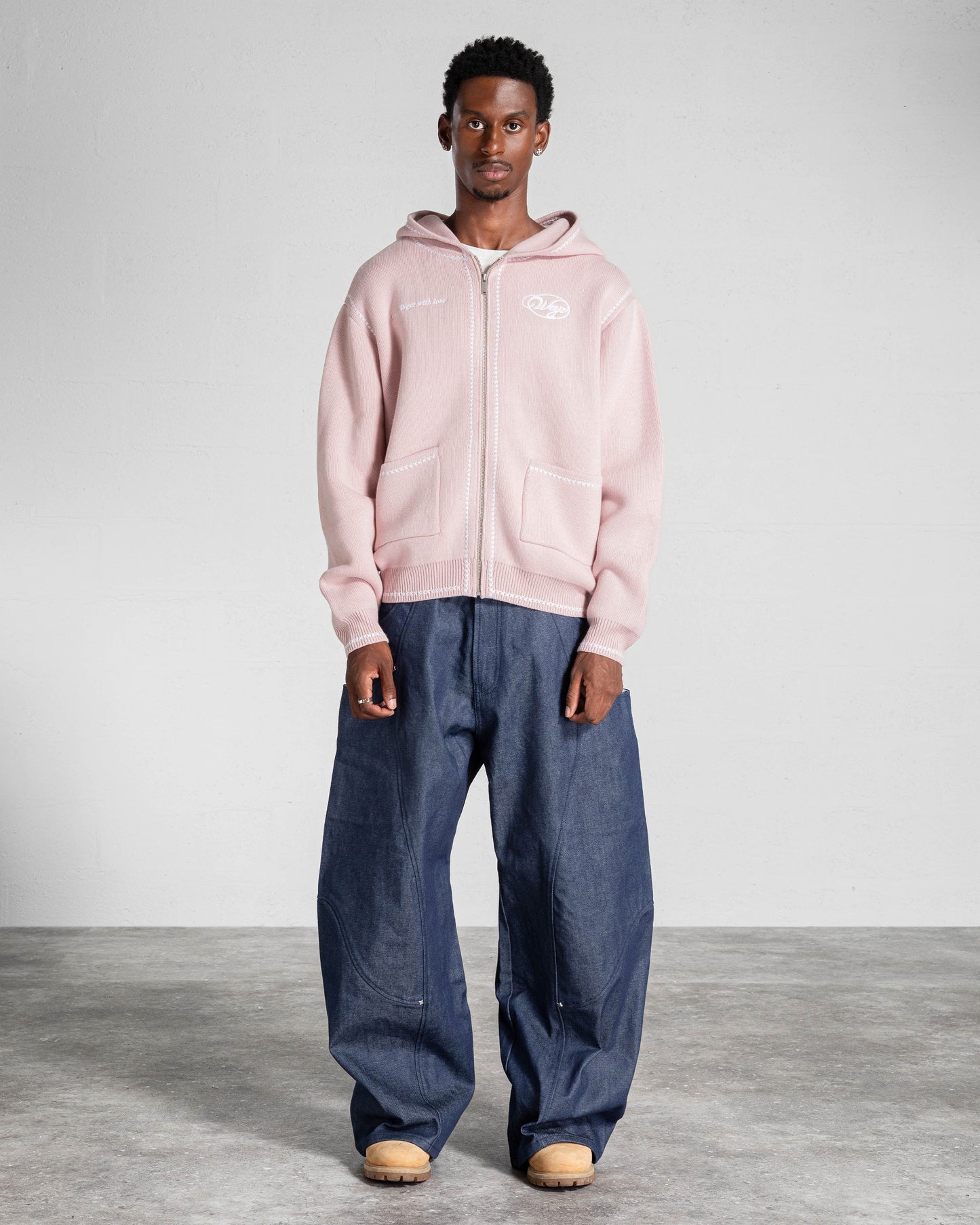 Knitted Zip Hoodie “GRACE” - Pink