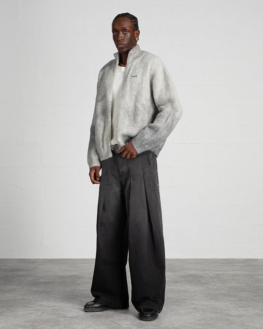 MOHAIR ZIP CARDIGAN "MOONLIGHT" - LIGHT GREY