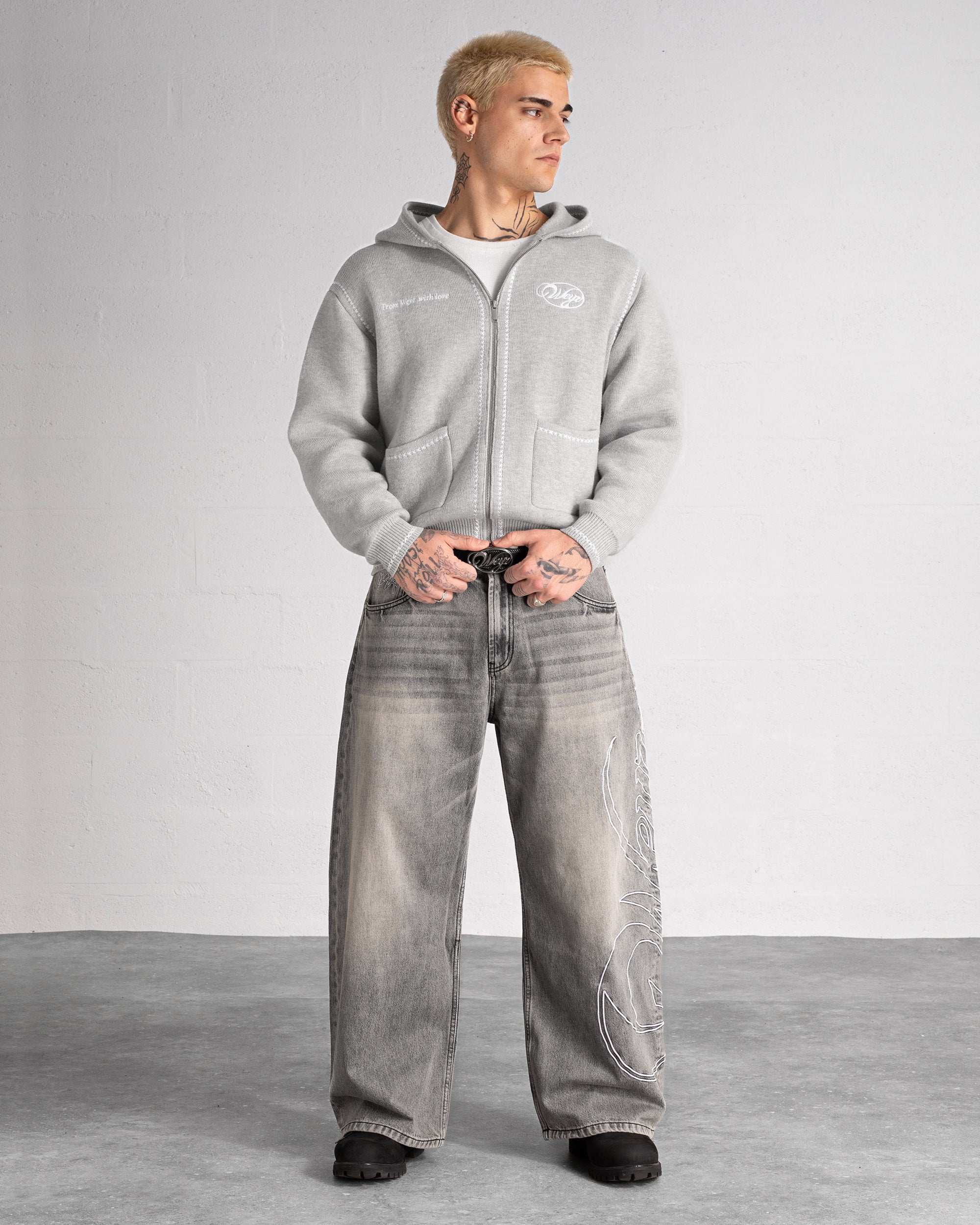 Knitted Zip Hoodie “GRACE” - Heather Grey – Weyz Clothing