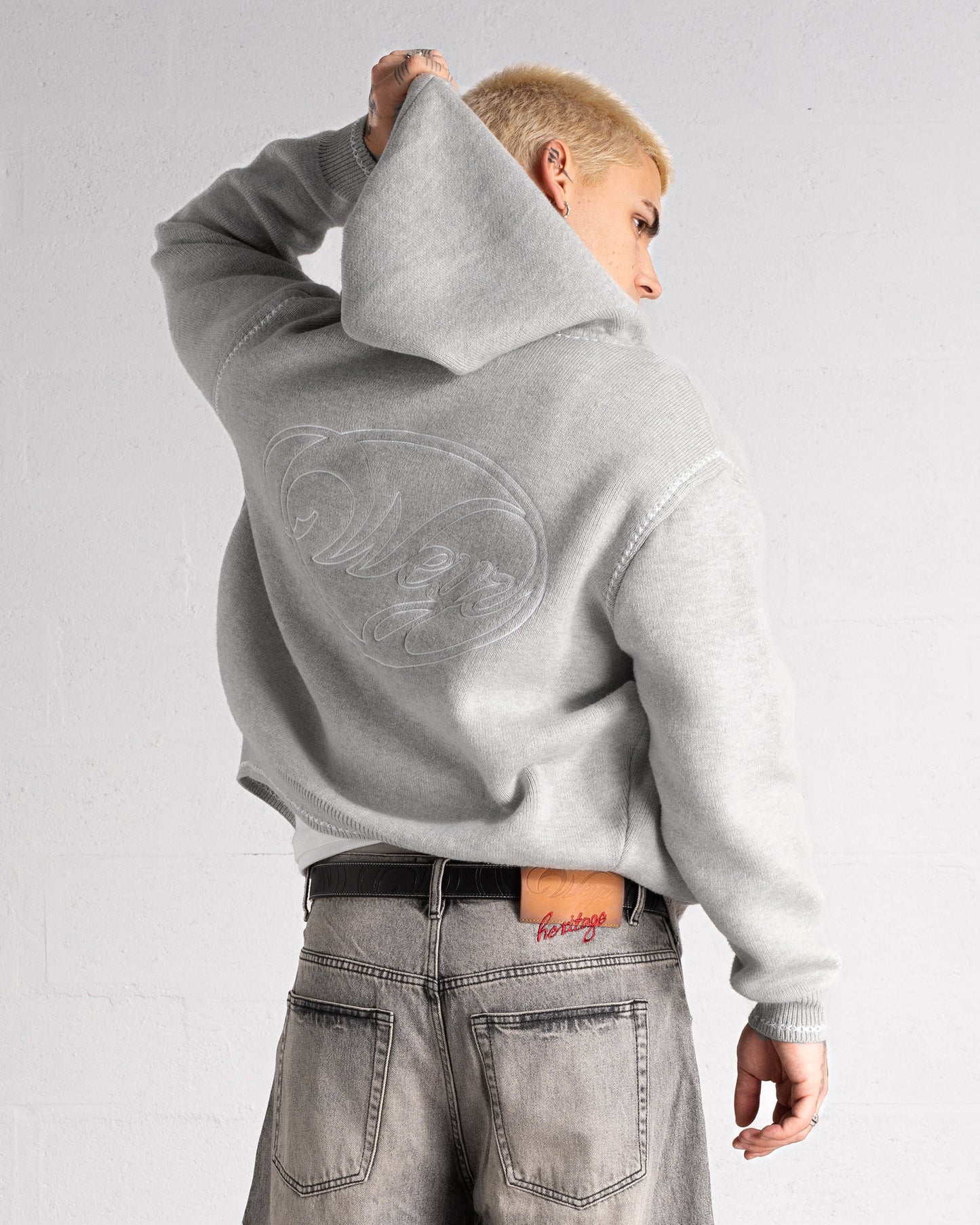 Knitted Zip Hoodie “GRACE” - Heather Grey