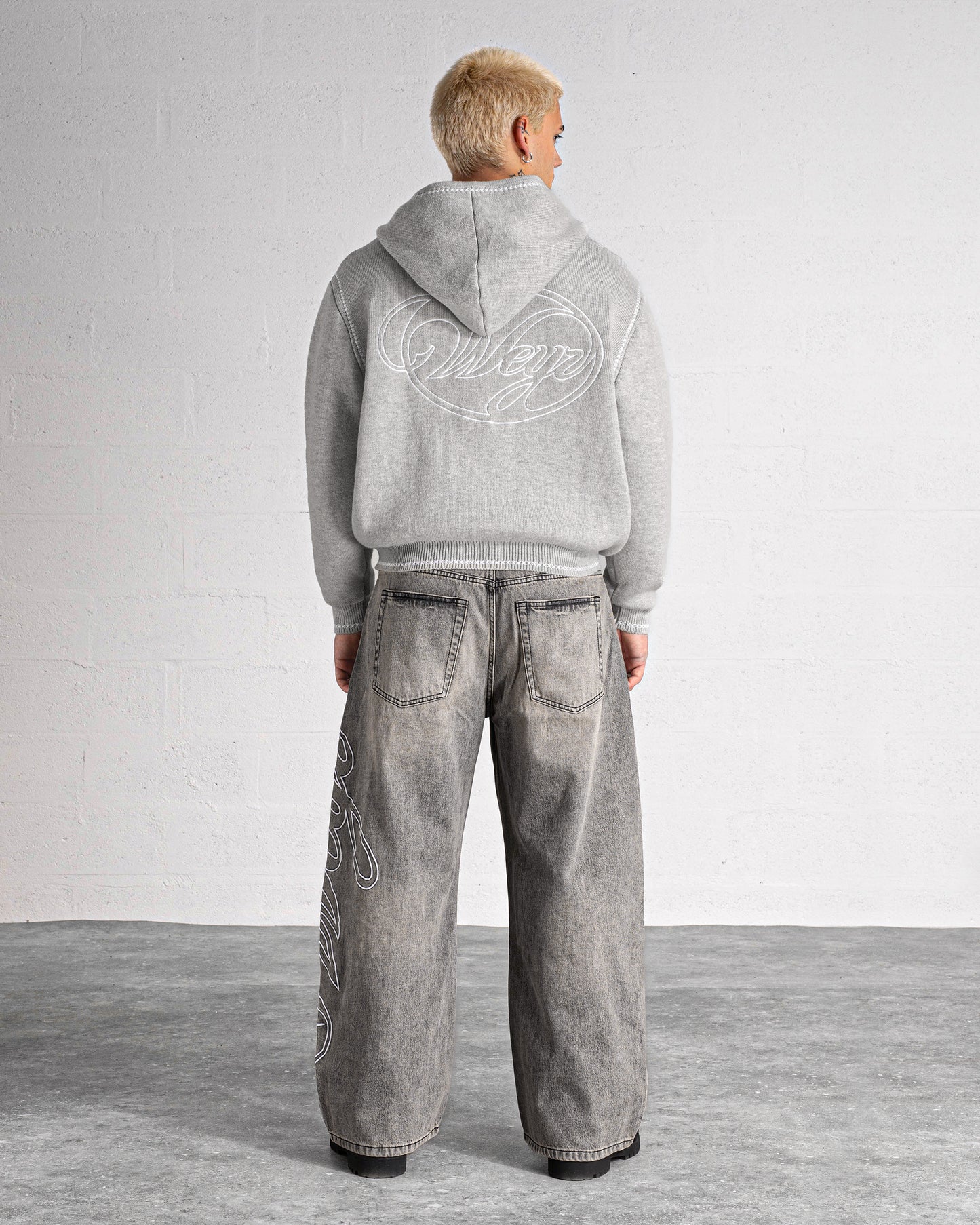 Knitted Zip Hoodie “GRACE” - Heather Grey