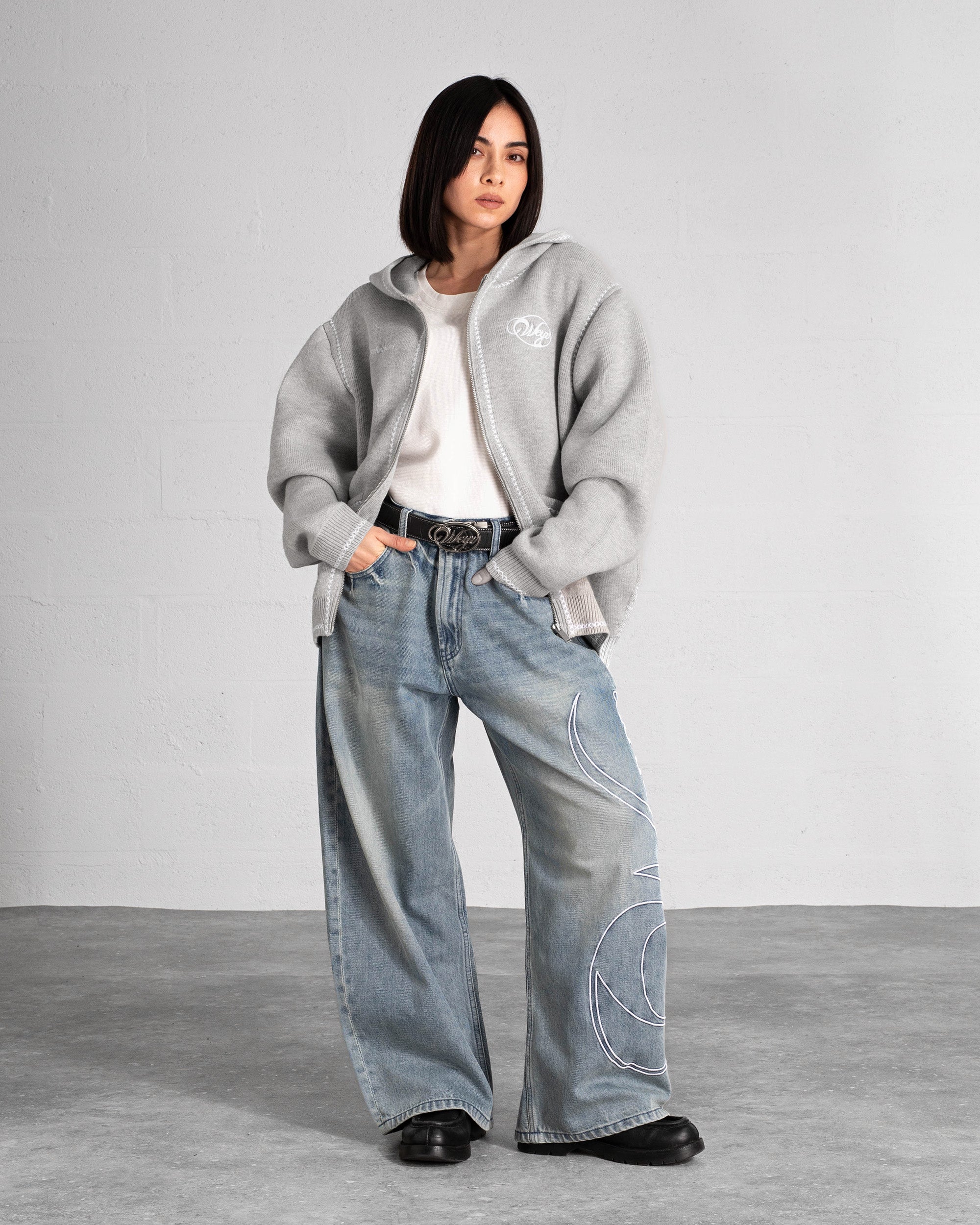 Knitted Zip Hoodie “GRACE” - Heather Grey – Weyz Clothing