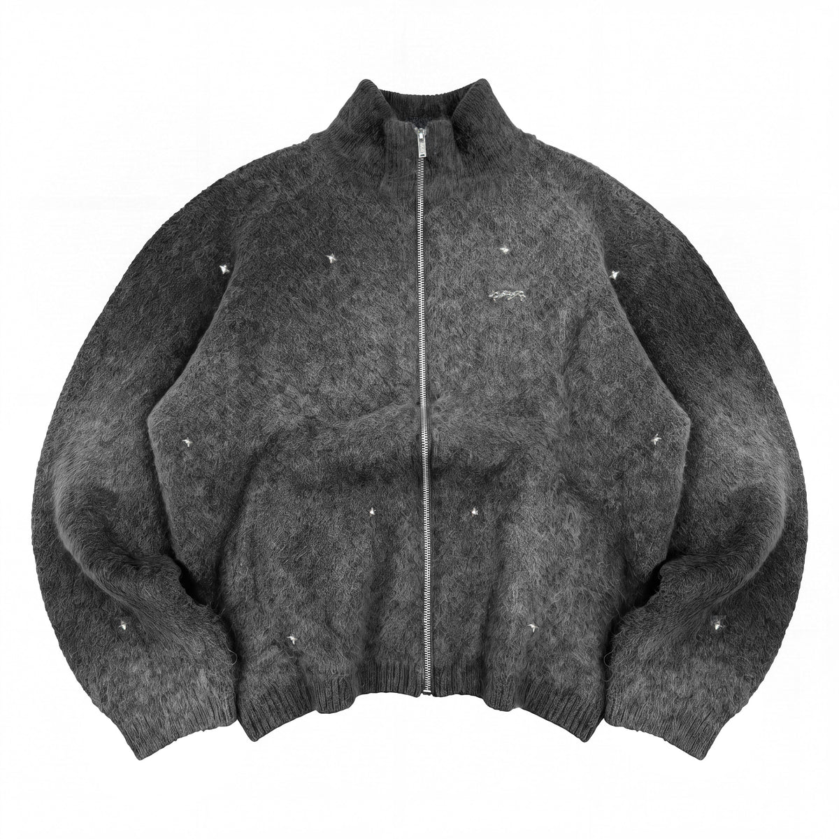 CARDIGAN MOHAIR À ZIP "MOONLIGHT" - GRIS FONCÉ