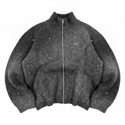 CARDIGAN MOHAIR À ZIP "MOONLIGHT" - GRIS FONCÉ