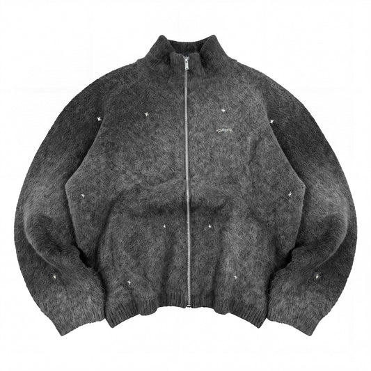 MOHAIR ZIP CARDIGAN "MOONLIGHT" - DARK GREY