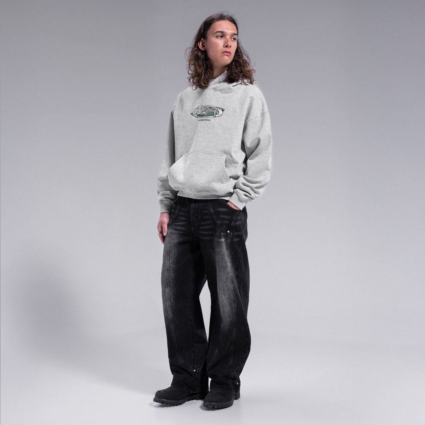 "INTERNATIONAL" Hoodie - Heather Grey