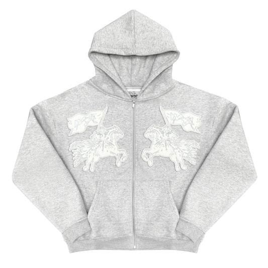 ZIP HOODIE "CAVALRY" - HEATHER GREY