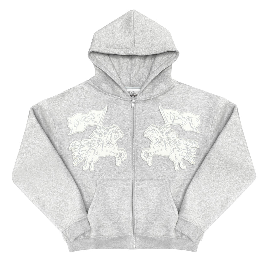 ZIP HOODIE "CAVALRY" - HEATHER GREY